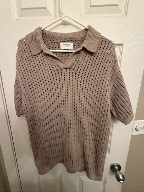 American Eagle Outfitters Other - American Eagle Open Knit Short Sleeve Sweater - Light Taupe